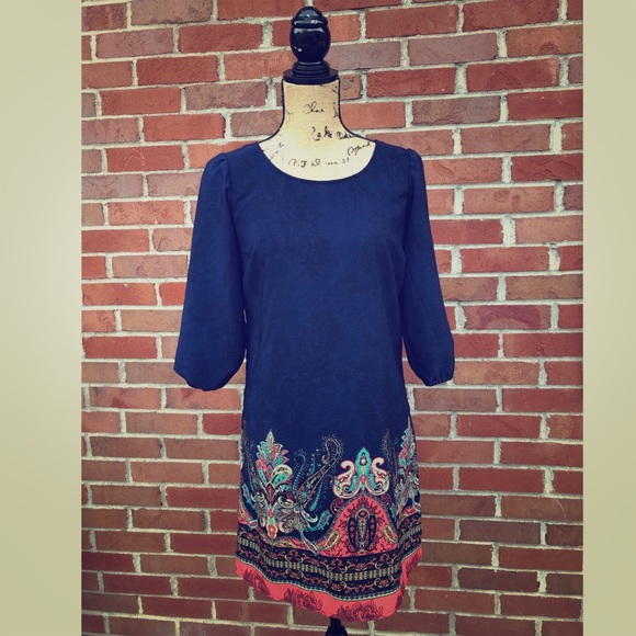 BeBop Dresses & Skirts - BeBop 3/4 Sleeve Paisley Print Multicolor Dress